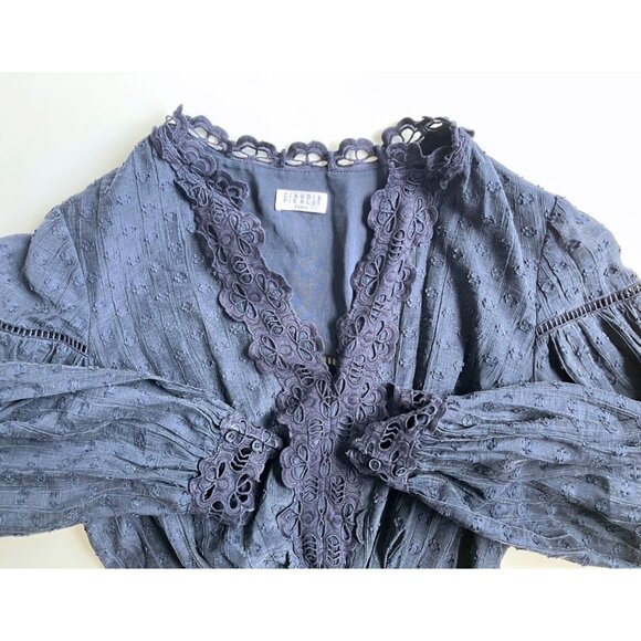 Claudie Pierlot Embroidered Mini Dress Blue Size 40/ US 8 - Picture 7 of 10